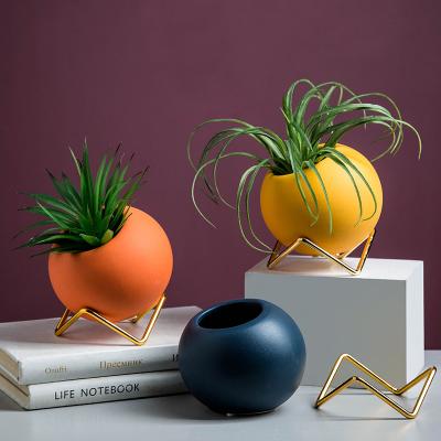 China Eco-friendly Ceramic Vase Nordic Style Flower Pot Ceramic Color Round Decorative Flower Pots Ceramic Vase for sale