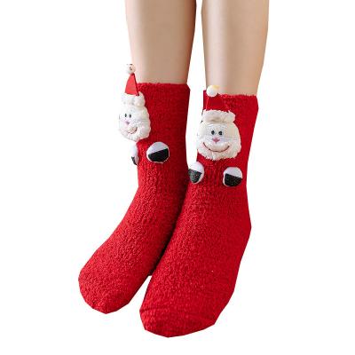 China Warm Room Non-slip Socks Velvet Home Sleep Socks Others Christmas Cartoon Women Half Socks for sale