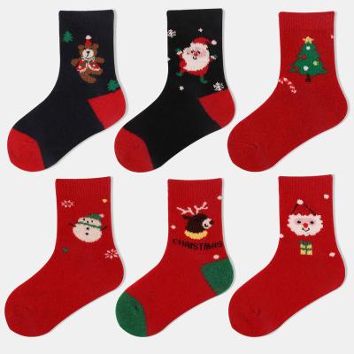 China Other New Winter Christmas Children Woolen Socks Thickened Santa Claus Elk Festival Children Warm Cashmere Socks for sale