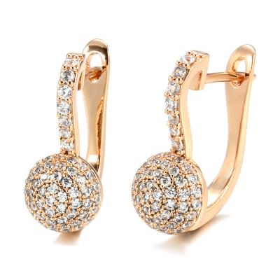 China Wholesale Trendy 18k Diamond Copper Alloy Gold Plated Fashion Women Huggies Earrings for sale