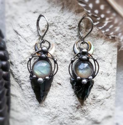 China 2022 CLASSIC Agate Arrow Bohemian Earrings Beautiful Pretty Native Rough Black Gems Vintage for sale