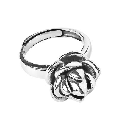 China Hiphop 925 Sterling Silver Open Toe Ring For Women Vintage Heart Rose Flower Finger Adjustable Stacking Rings Simple Knuckle Ring for sale