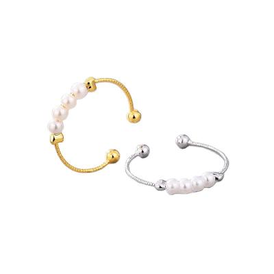 China Latest 2022 Fashion Trendy Natural Freshwater Pearl 925 Sterling Silver Finger Pearl Ring Jewelry for sale