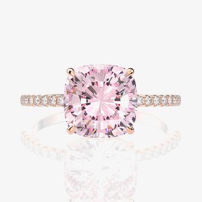 China Hiphop Minimalist Jewelry Pink Zircon Rings Delicate Rose Gold Plated Ring Zircon Rings for sale