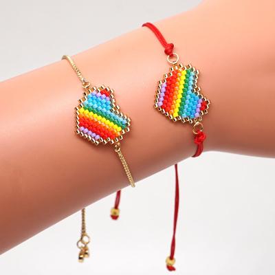 China Miyuki Bead Woven Colorful Love Romantic Red Women's Heart Boho Bracelet Love Friendship Rope Bracelet New For Women for sale