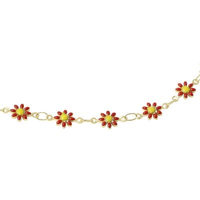 China Jewelry Accessories 18K Gold TRENDY Copper Wreath Small Handmade Material DIY Flower Necklace Bracelet Wholesale for sale