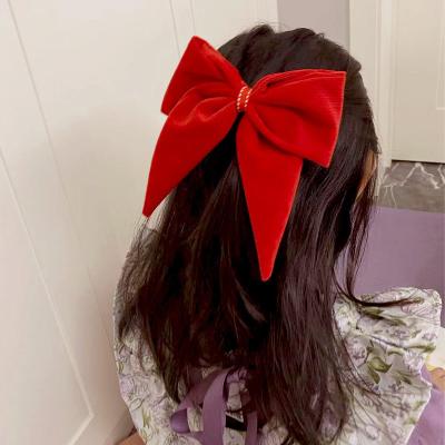 China Wholesale Hair Accessories Factory New Year Kid Children Bowknot Clip Red Hairs Crown Ribbon Girls Hair Accessories Hairpin for sale