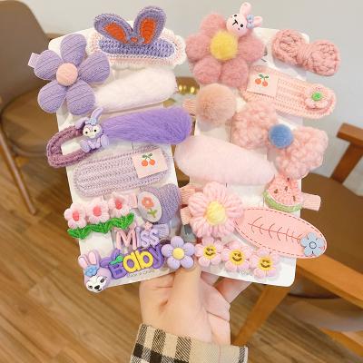 China Factory wholesale princess girl headdress children's hairpins knitting lovely clips autumn and winter fashion plush hair accessories for sale