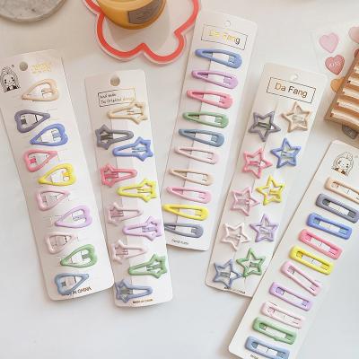 China New fashion design bb fashion hair clips kids hairpins barrettes five star Korean sweet cute pointed heart geometry accessory for sale