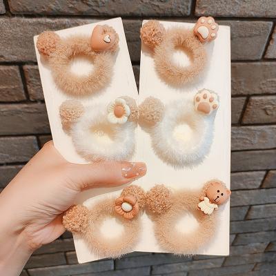 China Paw Hair Accessories New Plush Hair Accessories Small Hair Scrunchies Girl Hair Ties Elastic Hairbands Soft Fluffy Soft Fur Headbands Bear Cat for sale