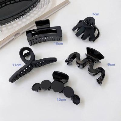 China New Arrival Hair Accessories Large Matte Square Butterfly Flower Plastic Shark Clip Black Hair Claw Clip For Women for sale