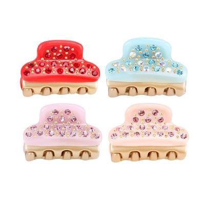 China Amazon Hot Selling Hair Accessories Full INS Diamond Rhinestone Hair Claws Small Hair Clips For Girls Sensitive Mini Claw Clips for sale