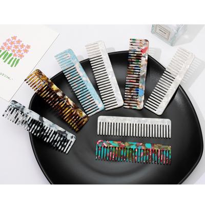 China For Korean Wholesale Home Leopard Cute Anti-static Marble Hair Comb Small Acetate Hair Comb Fashion Use Fine Tooth Comb for sale