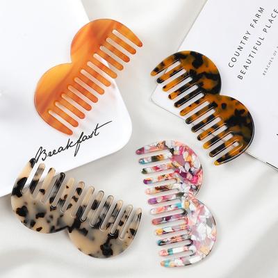 China For New Fashion Sale Acetic Acid Dish Acetate Marble Hair Comb Marble Hot Home Korean Anti-static Wide Tooth Sale Use Portable Comb Leopard for sale