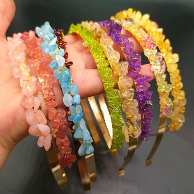 China Hair Accessories Customized Color Amazon Hot Sale Fashion Luxury Hair Accessories Metal Headband Hair Band Natural Crystal Women Bridal Hairband for sale