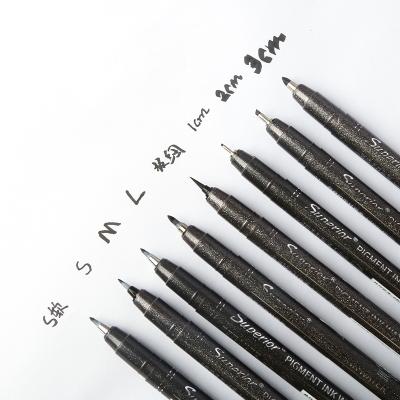 China Water Based Ink Lettering Pens Calligraphy Pen Brush Markers Set Of 8 Sizes Black For Beginners Lettering for sale