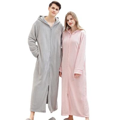 China 2021 New Flannel Pajamas Long Sleeve High Quality Warm Nightgown QUICK DRY Luxury Sleepwear Men's Long Robes For Women for sale