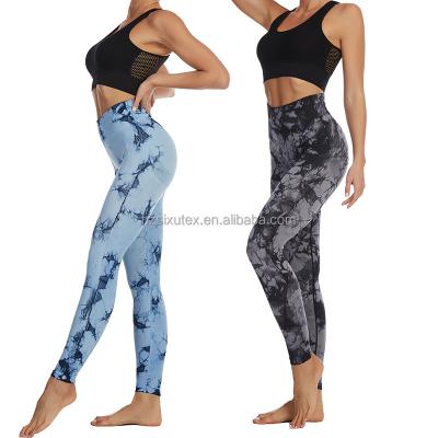 China 2022 Wholesale Comfortable Breathable Tie Dye Breathable Quick Dry Women Sport Yoga Running Pants Workout Equipments Gym Wear 2 Pieces for sale