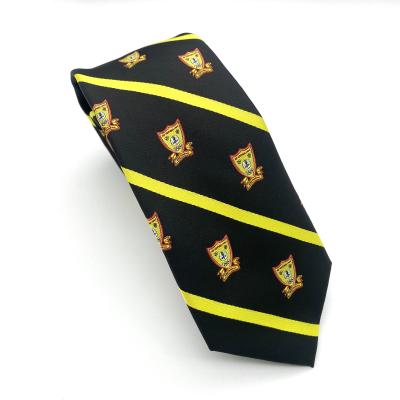 China balck background gold line colour lion design clubl logo Handmade Silk tie for sale