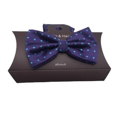 China royable color small sky colour dot men's fashion Micro Fibre Bow Tie ,hankie set for sale