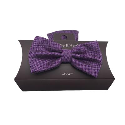 China WINE color small dot men's fashion Micro Fibre Bow Tie ,hankie set for sale