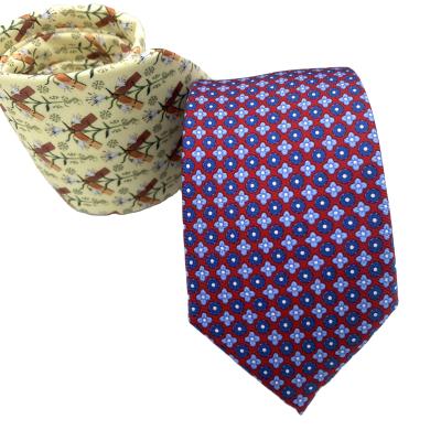 China 14mm twill silk fabric Custom Logo oem design 100% silk Printed Tie for sale