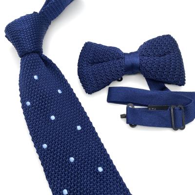 China high quality fashion navy blue polka dotsblue clour handmade Silk tie for sale