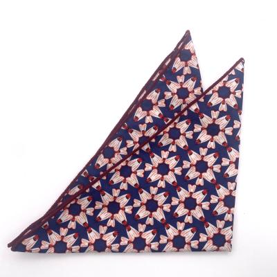 China custom fashion purple colour small flower design woven silk fabric Pocket Square for sale