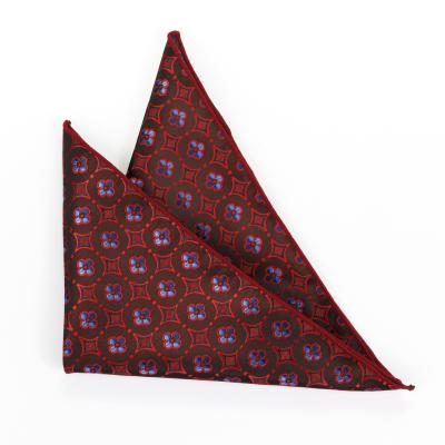 China luxury private lable custom fashion red colour design woven silk fabric Pocket Square for sale