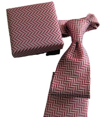 China custom logo prink color wave pattern micro polyester fabric tie with hankie with gift box set for sale