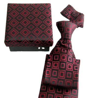 China 2021 new design oem logo polyester fabric necktie with hankie with gift box set for sale