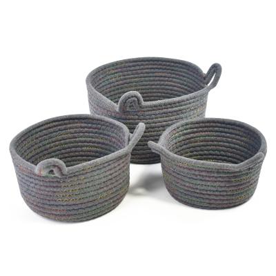 China Laundry Child Sustainable Nursery Toy Basket Baby With Handle Storage Basket Woven Cotton Rope Storage Basket for sale