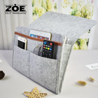 China Sustainable Multi Function Storage Bag Customized Eco Friendly Felt Bedside Cart For Sofa Bed Desk for sale