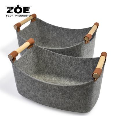 China Factory Wholesale Gray Folding Durable Strong Felt Viable Laundry Baskets For Storage for sale