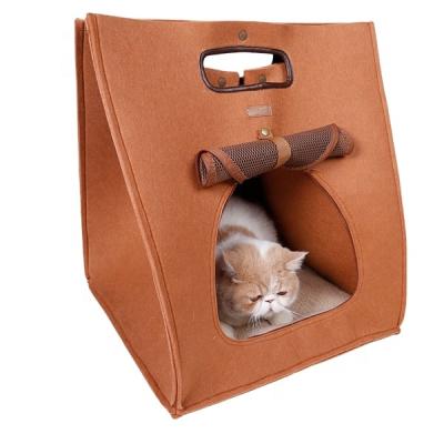 China Hot Selling Wholesale Hot And Soft Detachable Box Custom Durable 100% Polyester Sofa Felt Pet Beds Cat Bed for sale