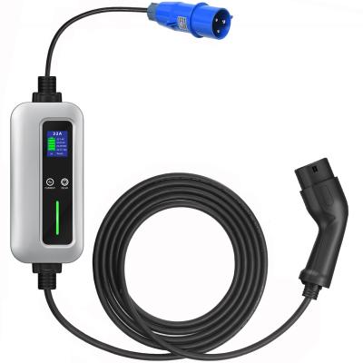 China Electric Vehicle Car Charging Home 10-32A Current Adjustable EVSE 7Kw EV Charger Portable Type - 2 IEC 62196 Electric Car Charger for sale