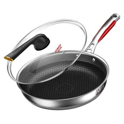 China KOBACH Pancake Frying Pan Pot Sustainable Kitchen Cooking Pan 316 Stainless Steel Non Stick Outdoor Pan With Lid for sale