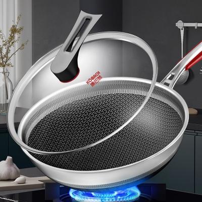 China KOBACH Sustainable Kitchen Pan Cooking Utensils Non Stick Honeycomb 316 Stainless Steel Wok for sale