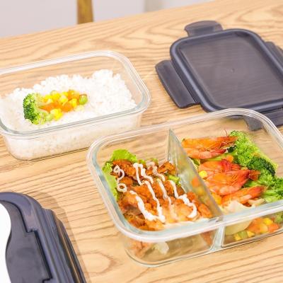 China KOBACH Food Storage Container Bento Box Borosilicate Glass Lunch Box Transparent Microwavable Set for sale