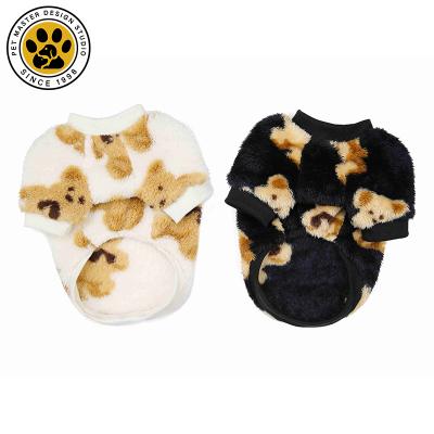 China Fashional Winter Stocked Dog Clothes Adjustable Comfortable Pet Clothes Cute Bear Pattern Sweaters Dog Fabric For Dogs for sale