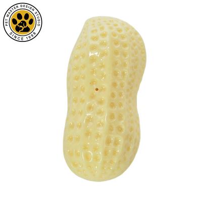 China Factory Stocked Direct Sales Wholesale Yellow TPR Simulation Bite-Resistant Peanut Chews Molar Teeth Bite Resistant Dog Toy for sale