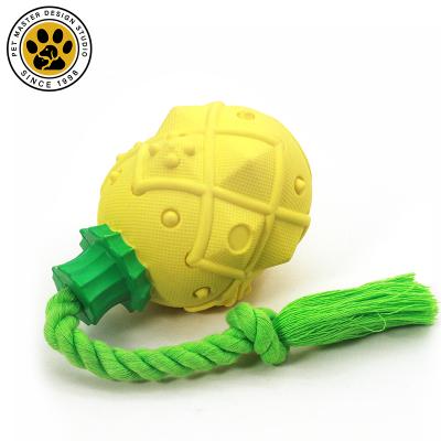 China Stocked 2021 Best Selling Safe And Eco-friendly Material Pineapple Dog Train Toy Cotton Rope Dog Chew Toy Teethdog Funny Chew Toy for sale