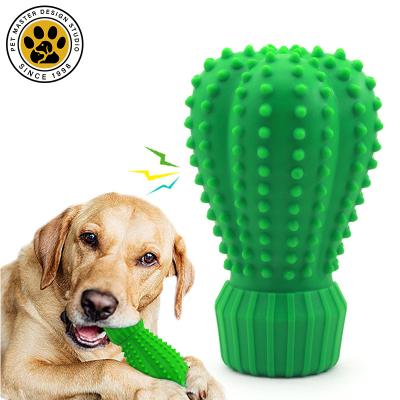 China Stored Toy Dental Cleaning Interactive Dog Hard Rubber Squeaky Chew Toys Thorn Teeth Puppy Dog Chew Toys with Cactus Shape for sale