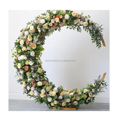 China Dark red flower moon flower arrangement in swag arch greenery aisle balls arrangement flower arch wedding event birthday party supplies artificial rose greenery for sale