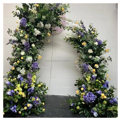 China Artificial Pink Balls Arrangement Flower Arch Wedding Event Party Birthday Supplies Purple Wedding Backdrop Greenery Bush Flower Arch Wedding Door for sale