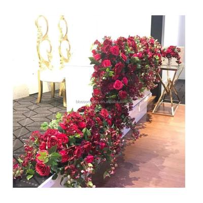 China Hot Pink White Artificial Flower Runner Party Decoration Party Event Event Balls Silk Red Flower Runner for sale