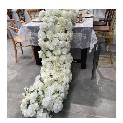 China Customized Wedding Silk Artificial Flowers Babybreath Flower Runner Table Centerpieces Decoration Rose Wedding Centerpieces Artificial Roses Babybreath Flower Runner 200cm Long for sale