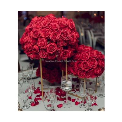 China Handmade artificial rose balls wedding flowers arrangement silk artificial rose ball flowers ball table centerpieces for sale