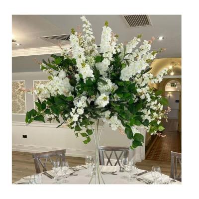 China Artificial Flowers Wedding Centerpiece Birthday Party Event Balls Flower Arrangement Green White Silk Rose Artificial Flowers For Wedding Decoration for sale