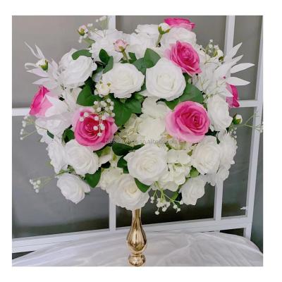 China Artificial rose balls wedding handmade silk artificial flower arrangement in hotel table decoration for wedding centerpieces for sale